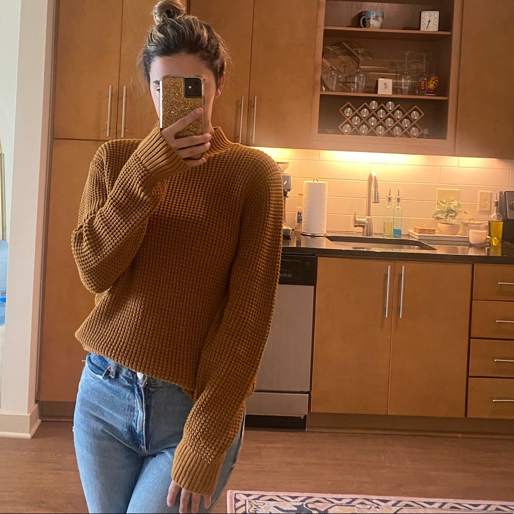 Turtle Neck Waffle Sweater